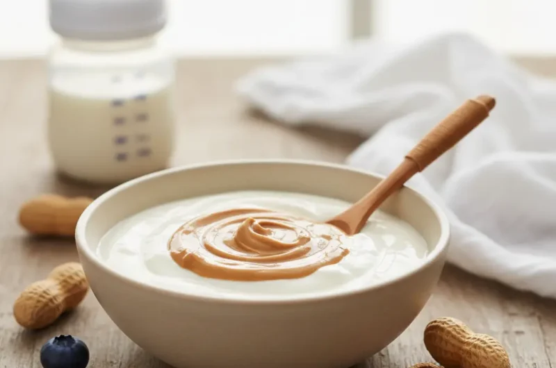 زبادي كامل الدسم مع زبدة الفول السوداني