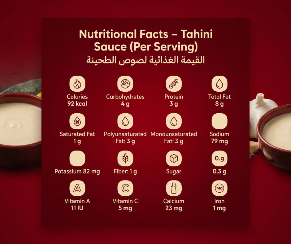 القيمية الغذائية لصوص الطحينة